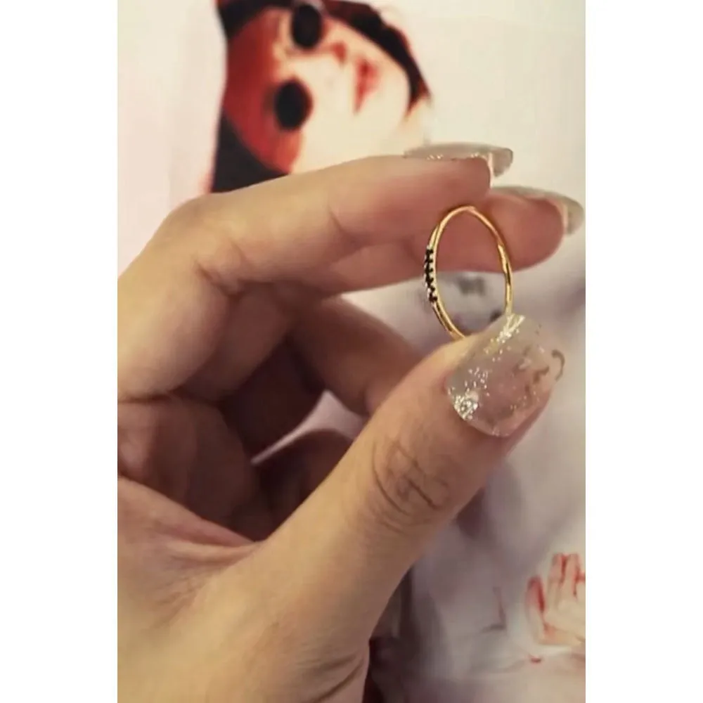 Dainty 14k Gold Plated S925 Black Melee Diamond Ring,‎ Size 7 - Image 14