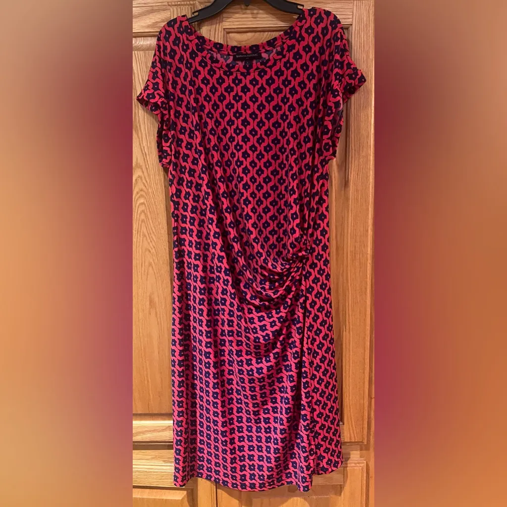 Banana Republic Factory Red Cap Sleeve Stretch Gathered‎ Waist Dress Size Large - Image 2