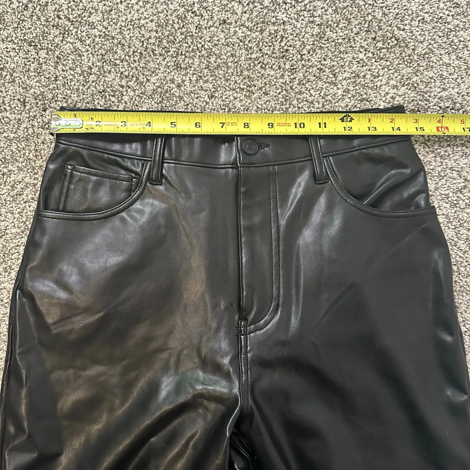 Abercrombie & Fitch black faux leather ankle straight ultra high rise pants 8 - Image 10