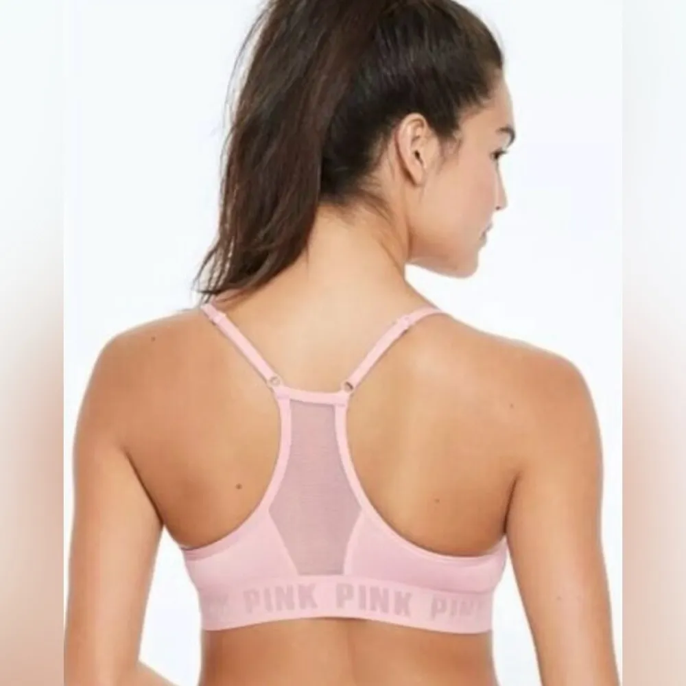 Victorias Secret Sport Bra small Active Pink Racer Back LINED Workout Logo Mesh - Image 2