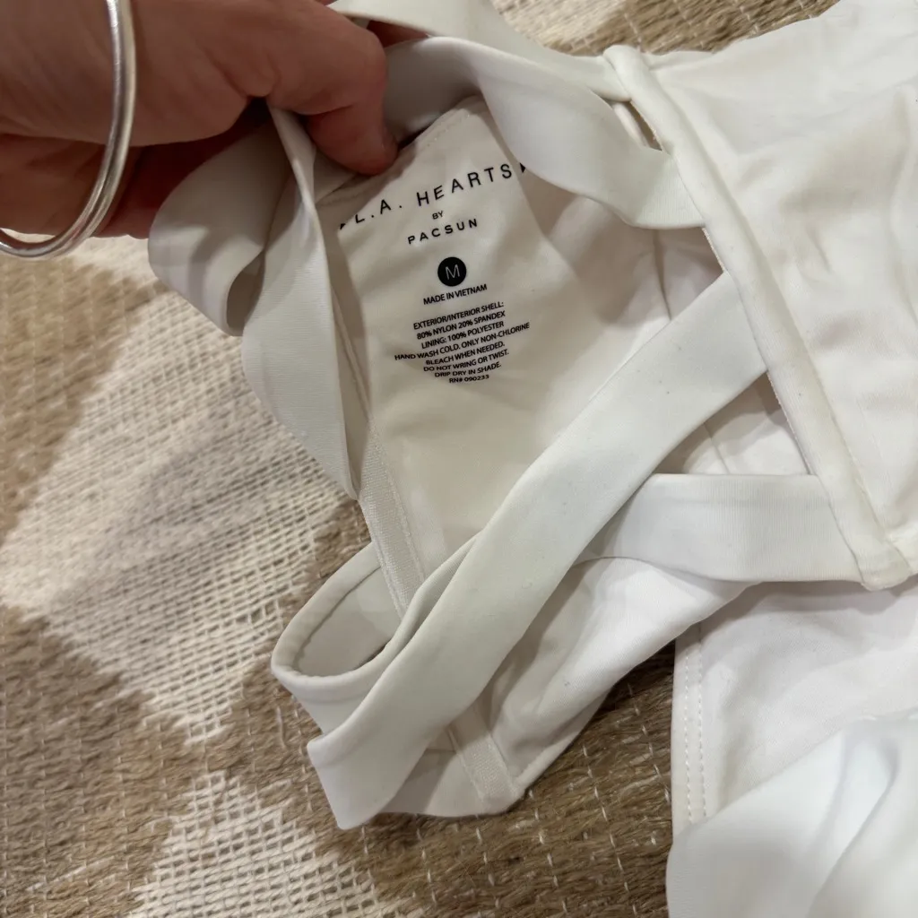 L.A. Hearts bikini set strapless bandeau top criss cross strappy cheeky bottoms - Image 5