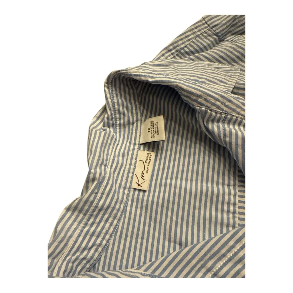 Kim Rogers Light Blue Striped Button Down Shirt - Image 4