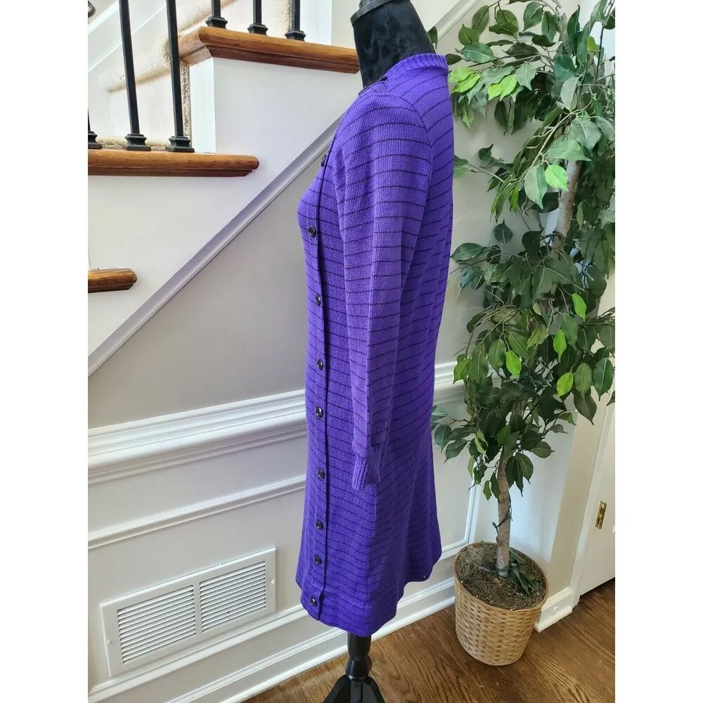 Vintage John Henry Purple & Black Round Neck Long Sleeve Knee Length Dress Size undefined - Image 4
