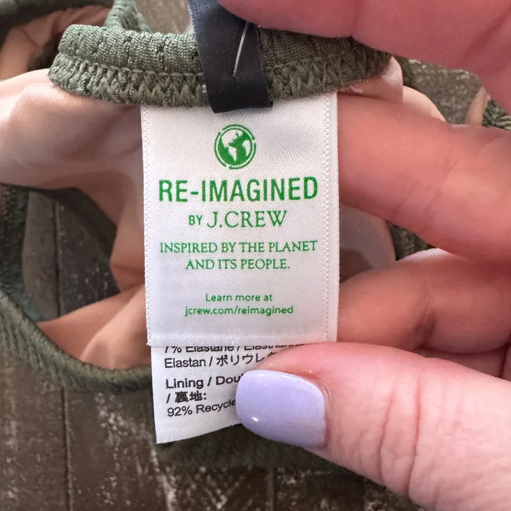 J. CREW NWT Curved Waist Textured Olive Green Bikini Bottom Size Small‎ - Image 5