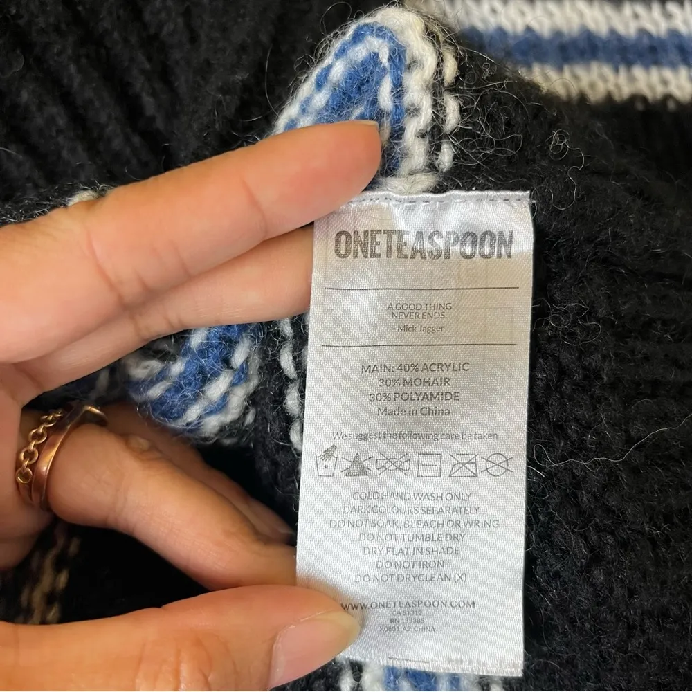 One Teaspoon Bonnie Stripe Sweater in Navy & White - Image 9