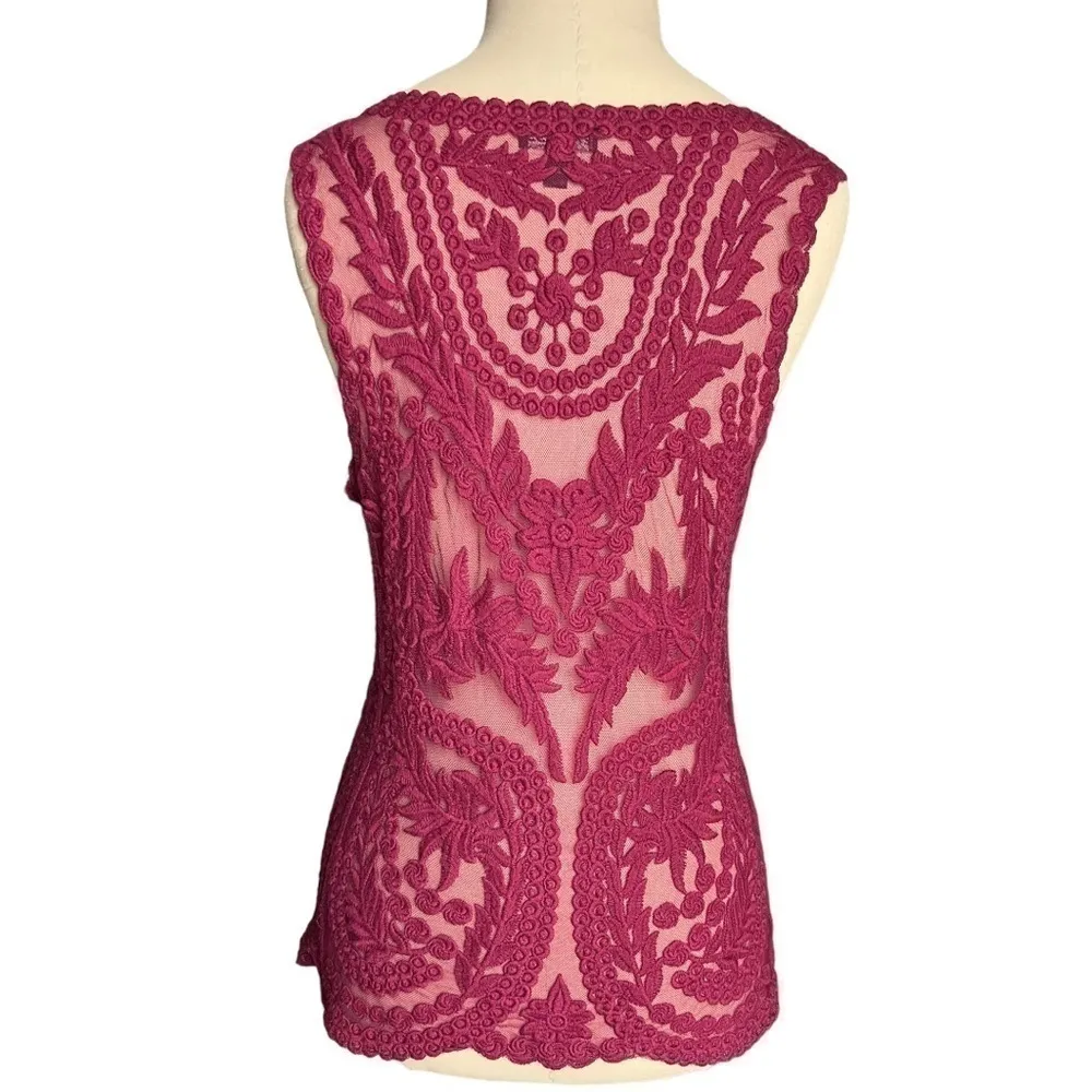 Express Sleeveless Burgundy Red Wine Lace Victorian Tank Top Blouse Size XS - Image 4
