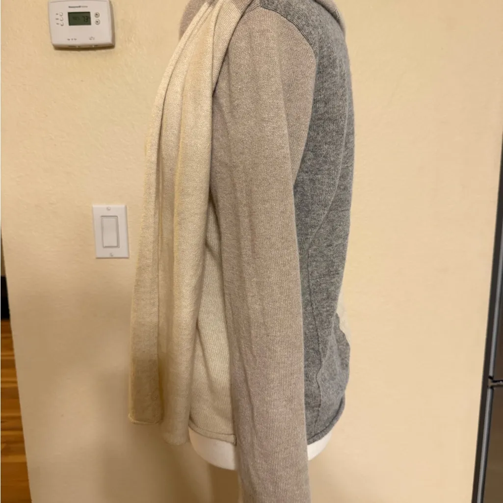 Autumn Cashmere Medium Sweater Poncho Scarf Color Block Two Tone Top Shirt - Image 2