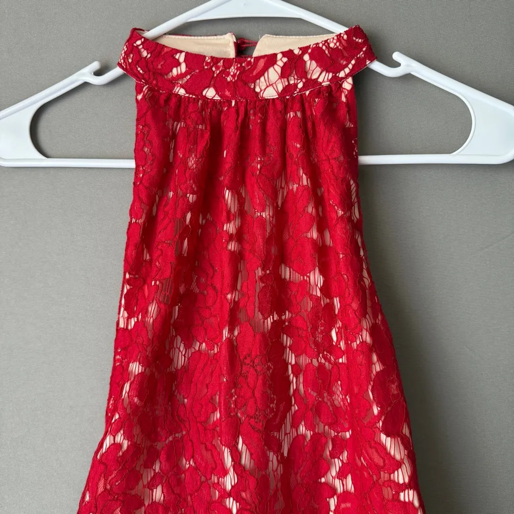 Missguided sz M red lace halter romper‎ - Image 2