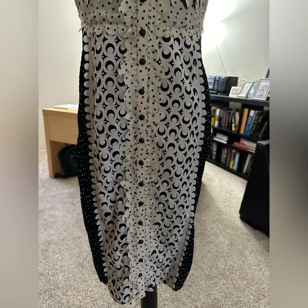 Bequile by BYRON LARS Anthro Lasercut Black Cream Bodycon Dress Sz 4 - Image 14