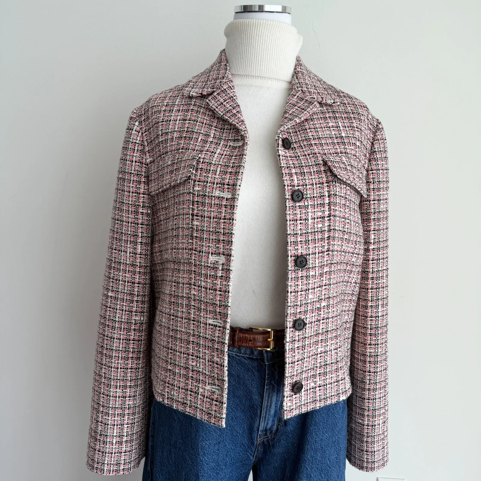 Theory Tweed Blazer Jacket 10 Pink Quiet Luxury Elegant Old Money Blair Waldorf - Image 7