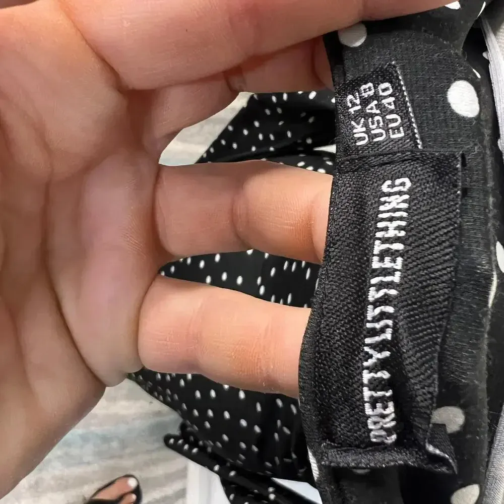 PrettyLittleThing Women's Size 8 Black Polka‎ Dot Bodycon Long Sleeve Midi Dress - Image 6