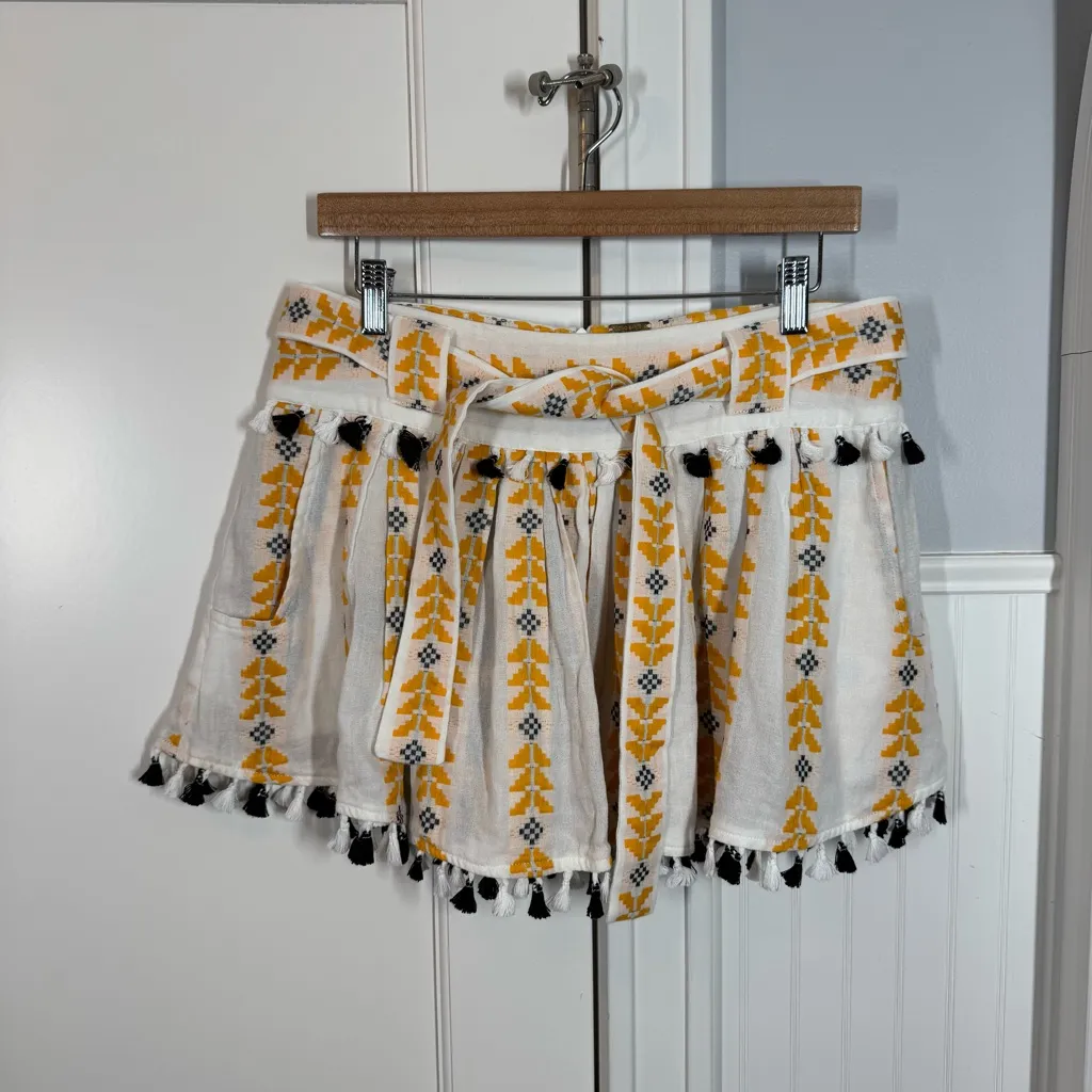 Dodo Bar Or Ariana Skirt in Mustard size medium belted embroidered bohemian White - Image 2