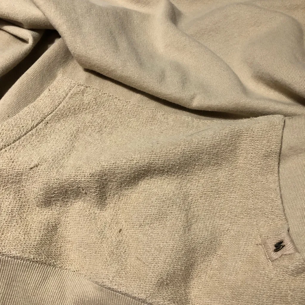 Seven7 tan color hoodie sweatshirt textured pocket and hood, women’s size XL - Image 10