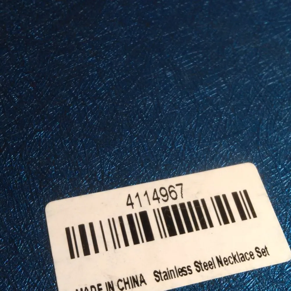 Omega Stainless Steel Necklace and Stud Earrings Set - Image 7