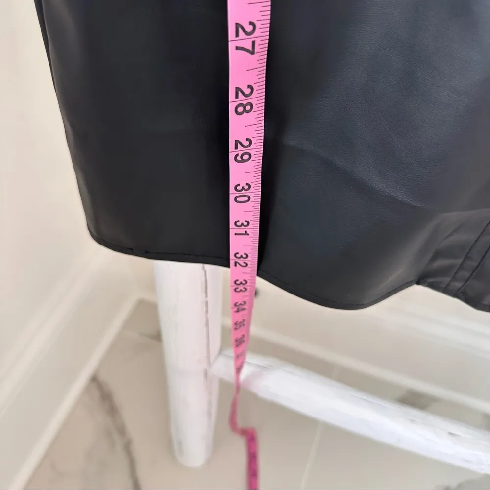 Women’s Black Faux Leather Short Sleeve Mini Dress SZ S - Image 11