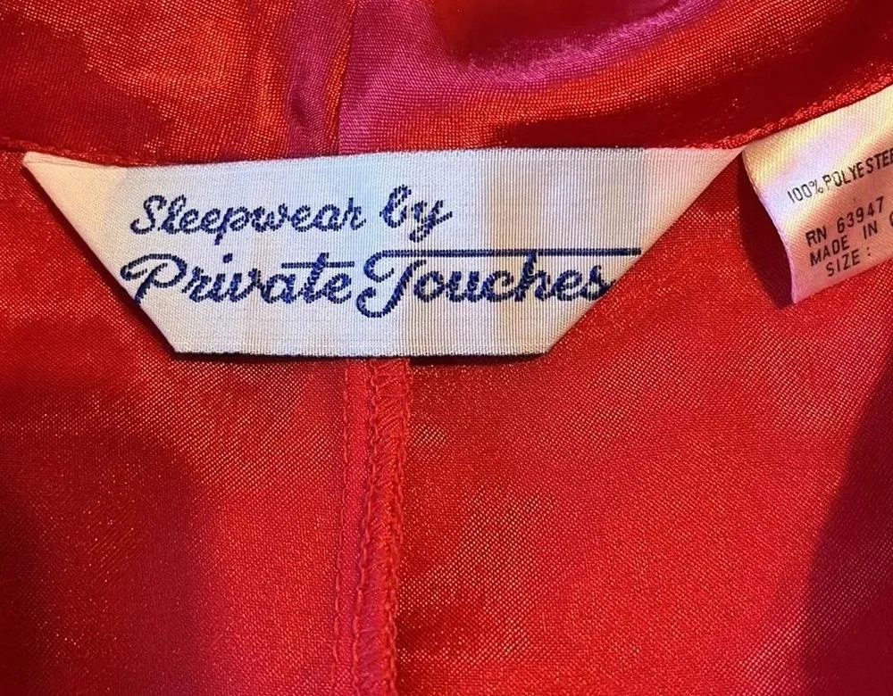 Private Touches Polyester satin pajamas pant set Red Size M - Image 8