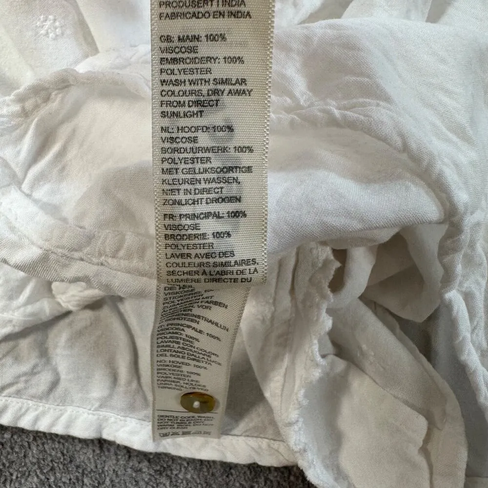 Fat Face White Floral Embroidered Tank Top Size 10 Spaghetti Strap Button Front - Image 7