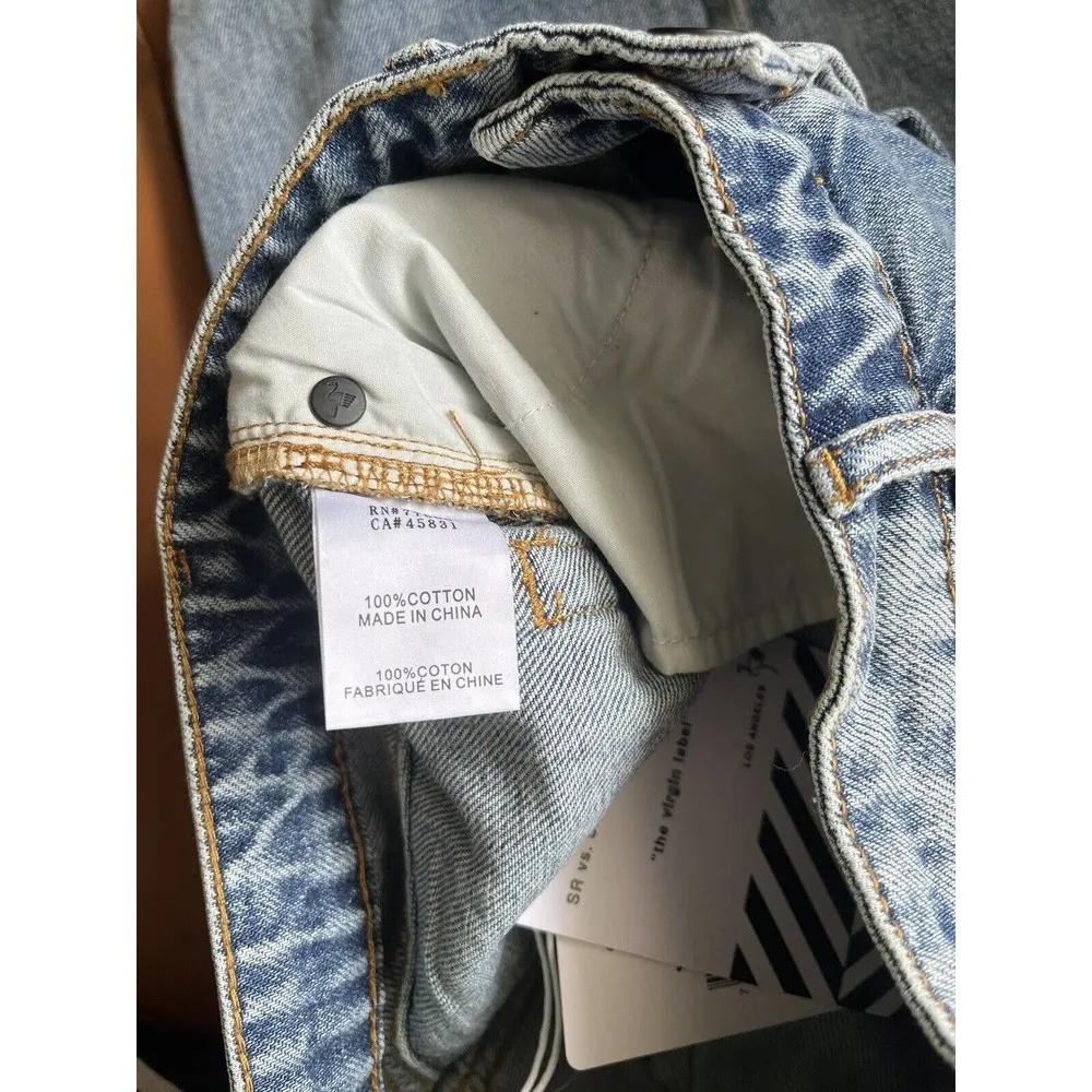 NWT Sandrine Rose Free People High Rise Palm Tree Straight Distressed Jeans 24 - Image 9