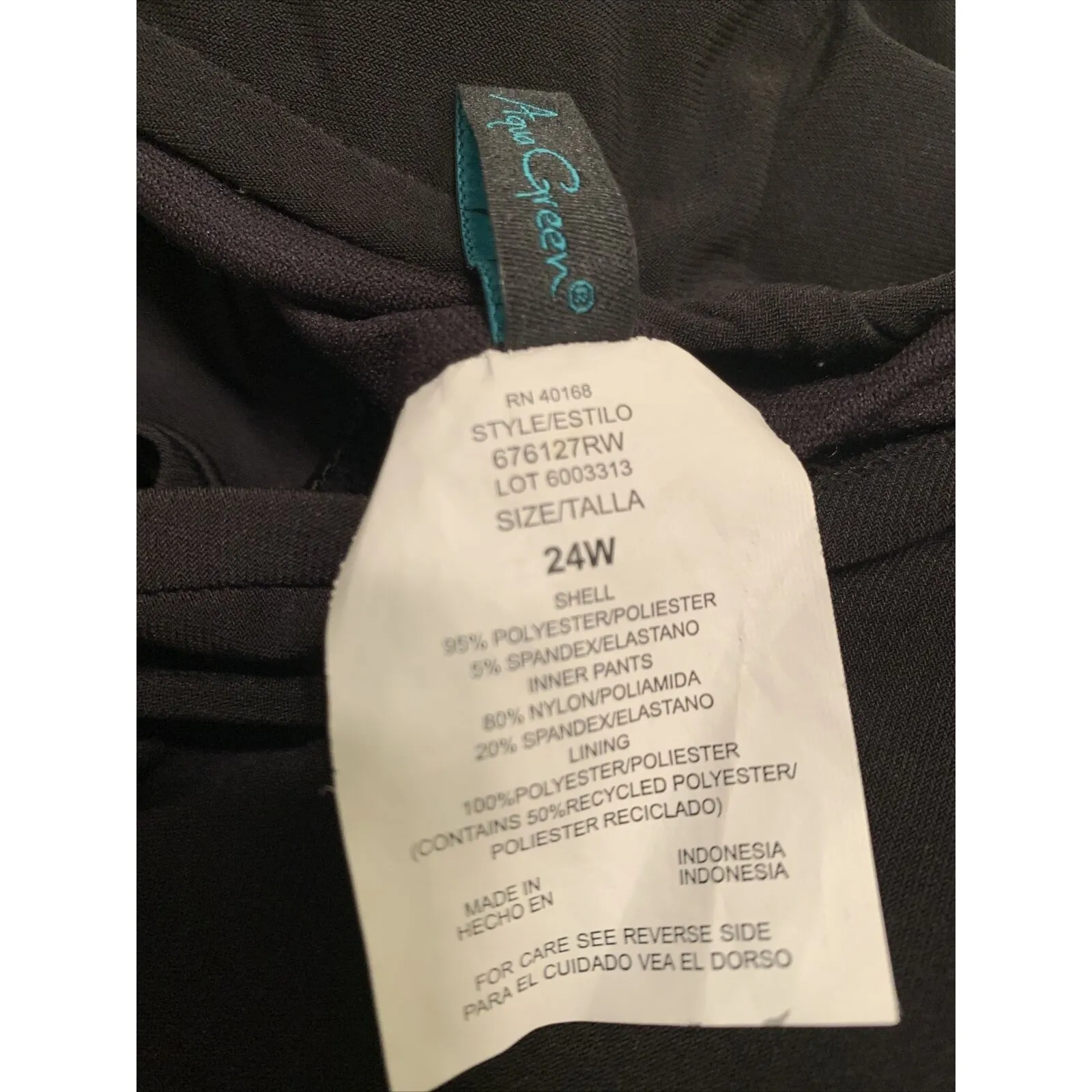 Women's Black High Neck Swim Romper with Pockets One Piece Swimsuit Aqua Sz 24W - Image 3