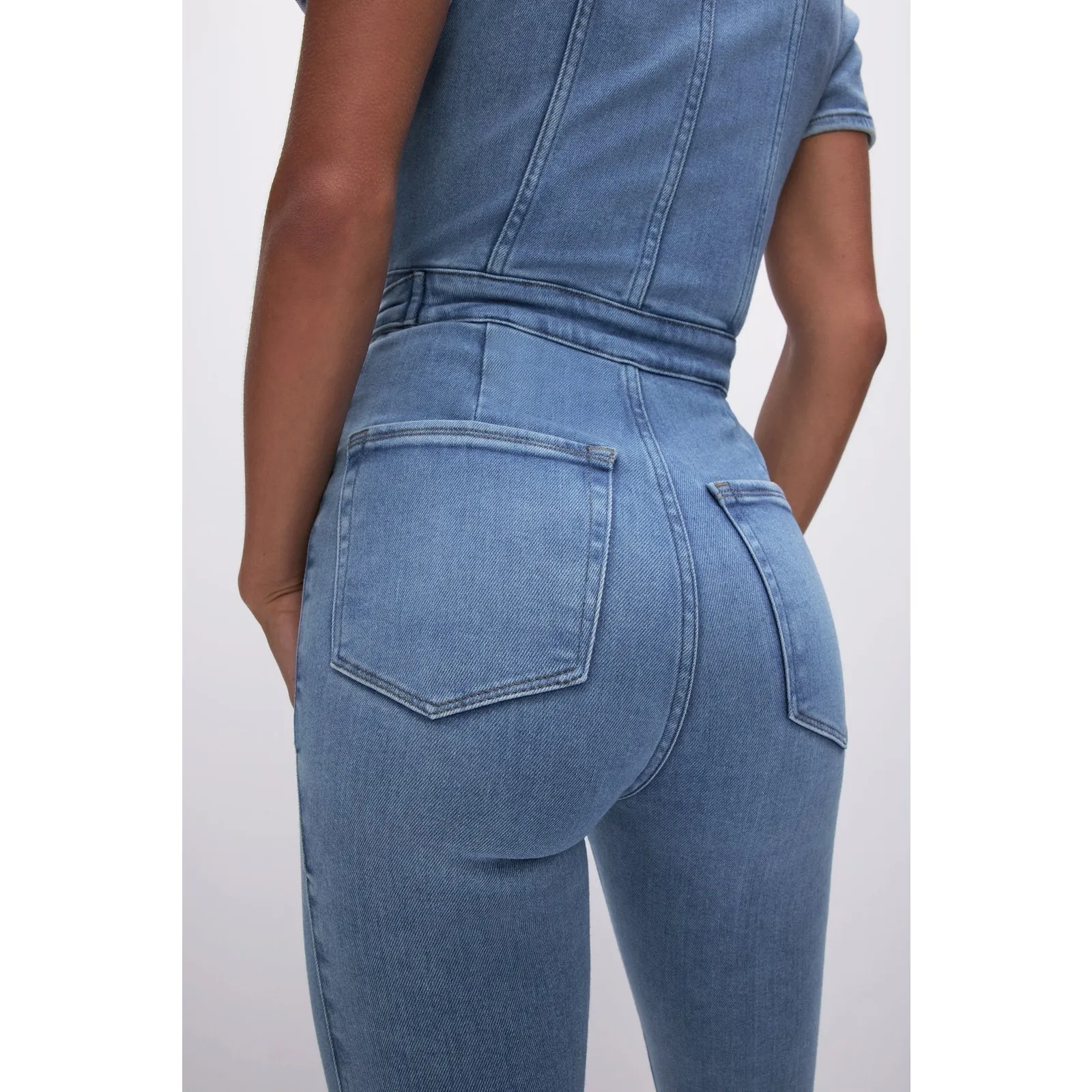 Good American Fit for Success Denim Jumpsuit Comfort Stretch Blue NWT Small - Image 8