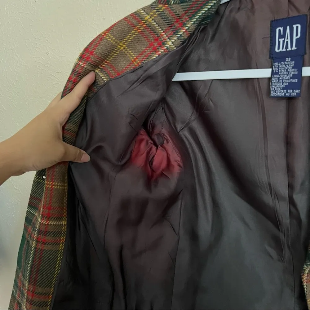Gap Vintage  Plaid Wool Blazer XS - Image 3