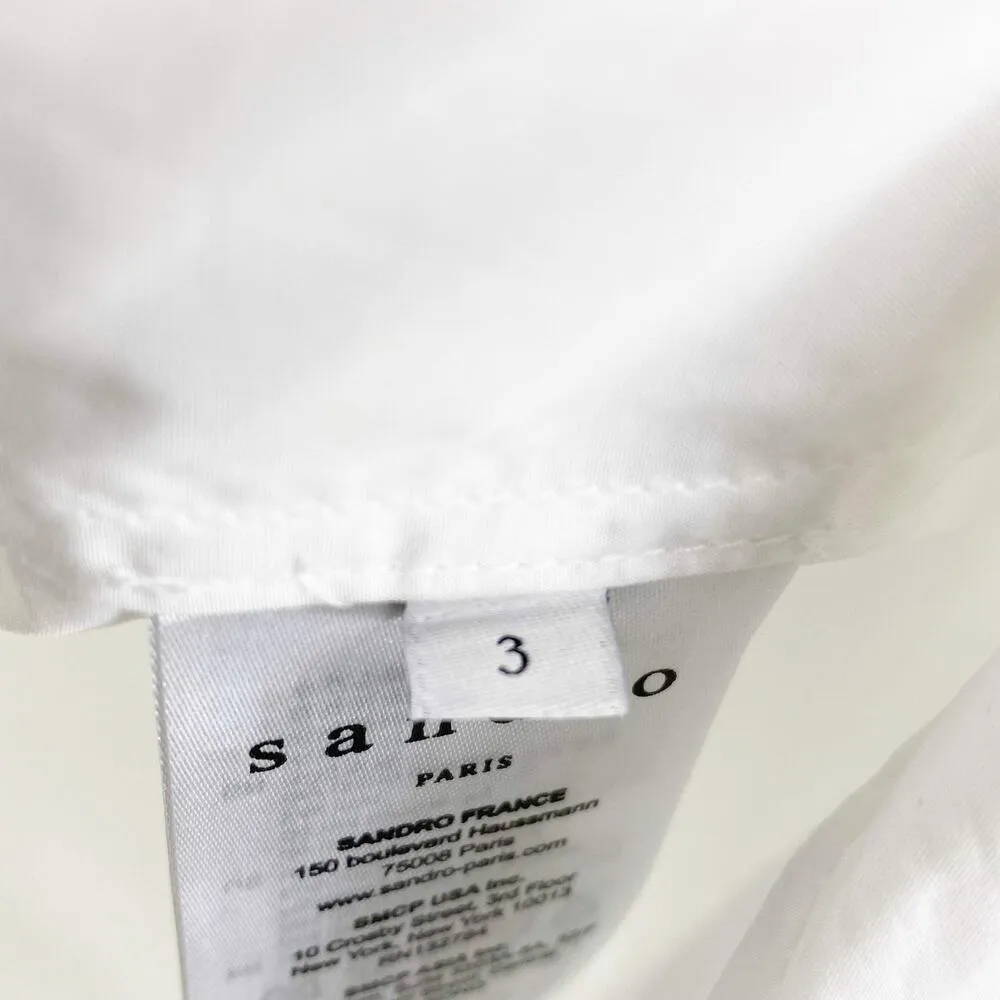 SANDRO White Mock Turtle Neck Long Sleeve Lace Blouse - Image 4