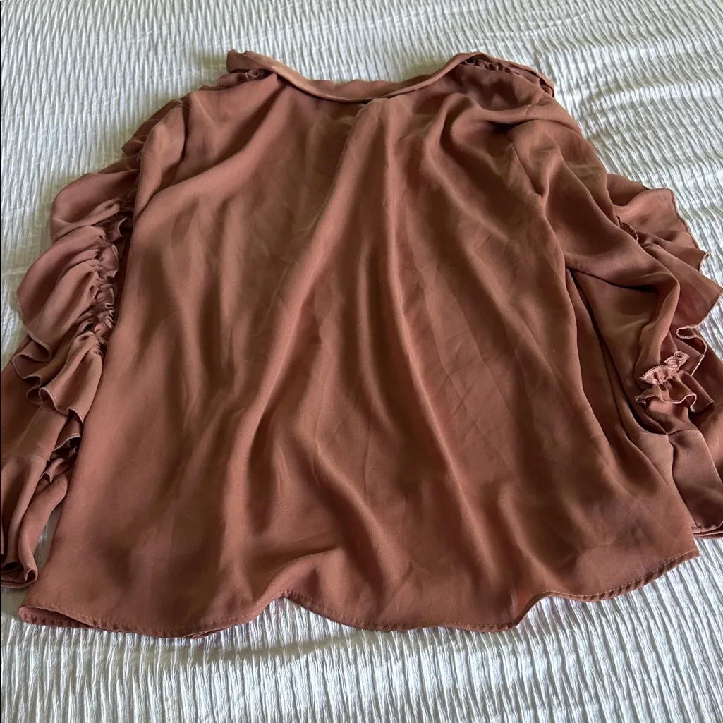 Zara Women's Ruffled Blouse in antique rose - Image 5