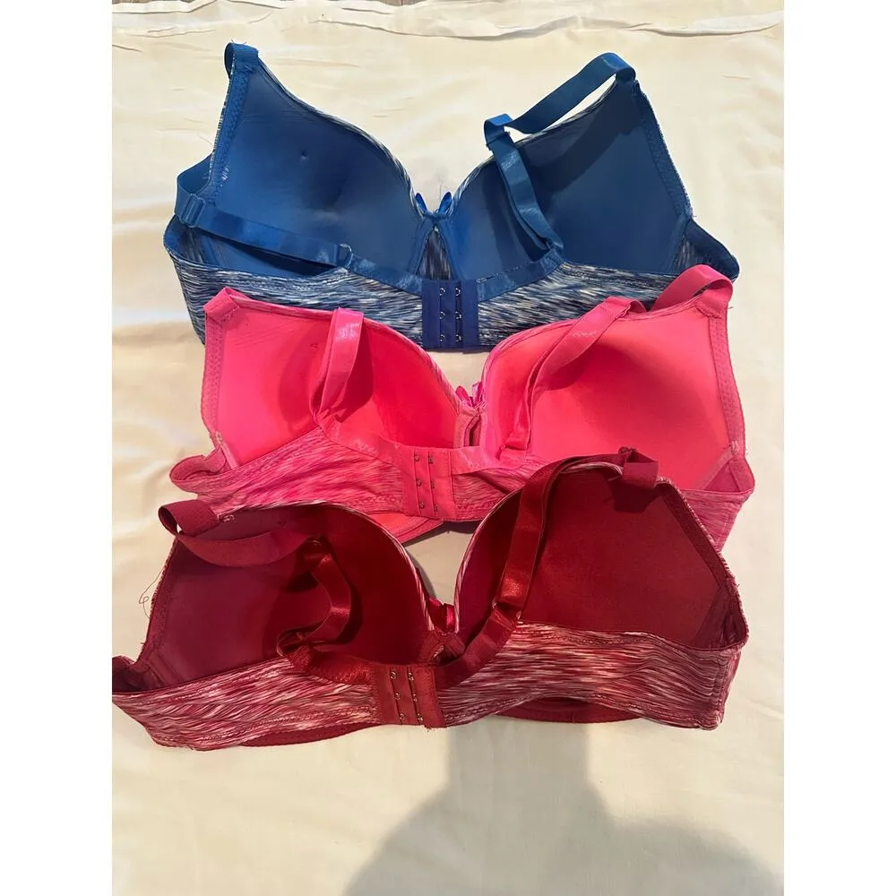 Viola's Secret Underwire 3 pack Padded Bra 42DD pink, red and blue brassieres Pink Size undefined - Image 4