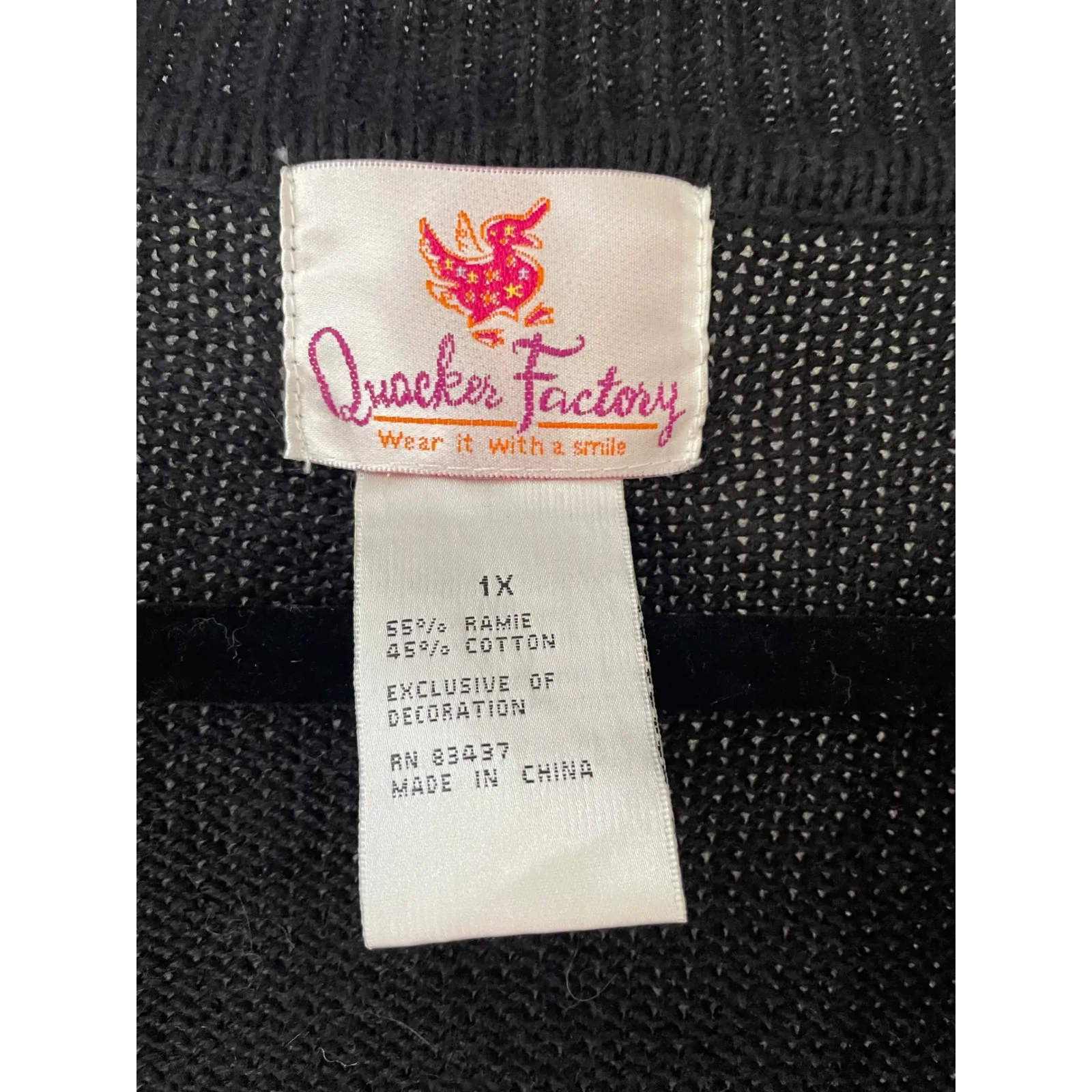 Quacker Factory Womens Cardigan 1X Black Cardinal Bird Embellished Full Zip - Image 5
