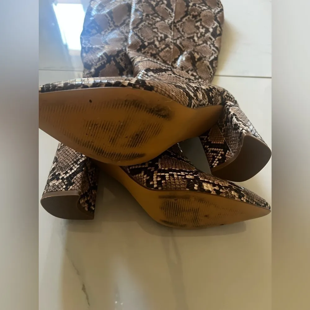 Lulus Katari Tan Snake Pointed-Toe Knee High
Boots 6.5 - Image 7