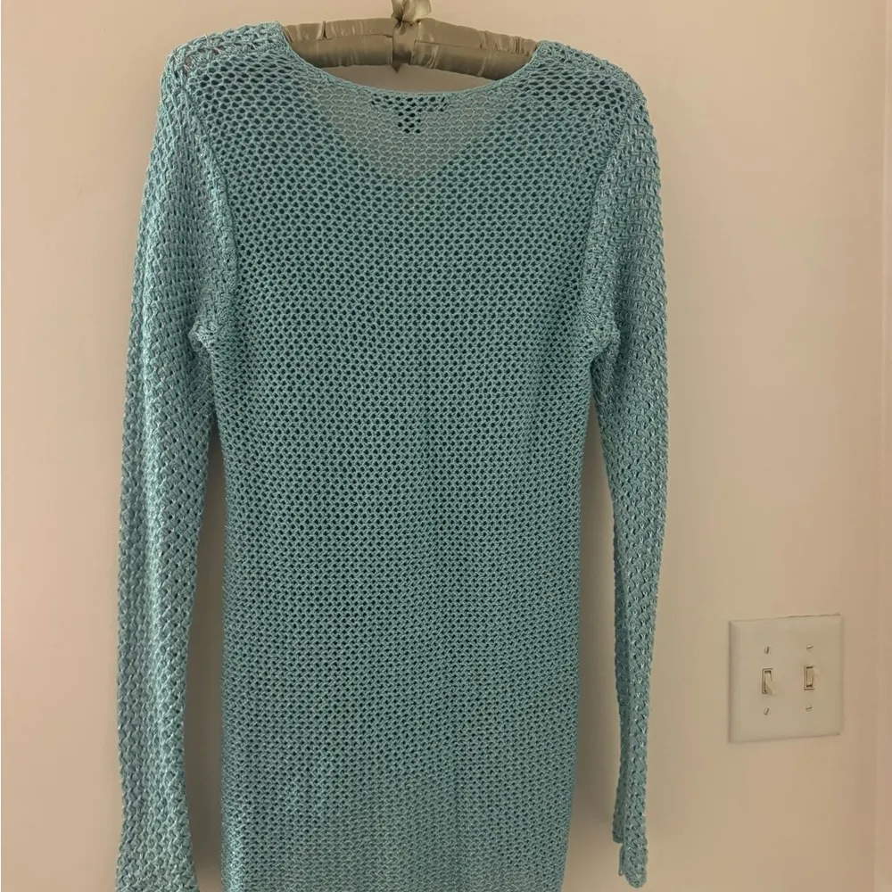 Tommy Bahama sweater/coverup turquoise with shimmer throughout size S - Image 5