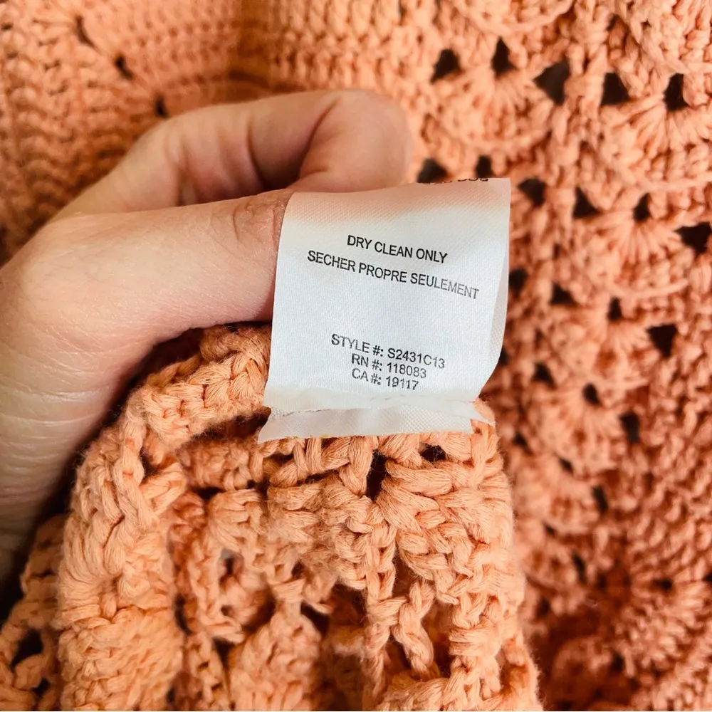 Minnie Rose Crochet Duster Cardigan Peach/Coral size S Pink - Image 14