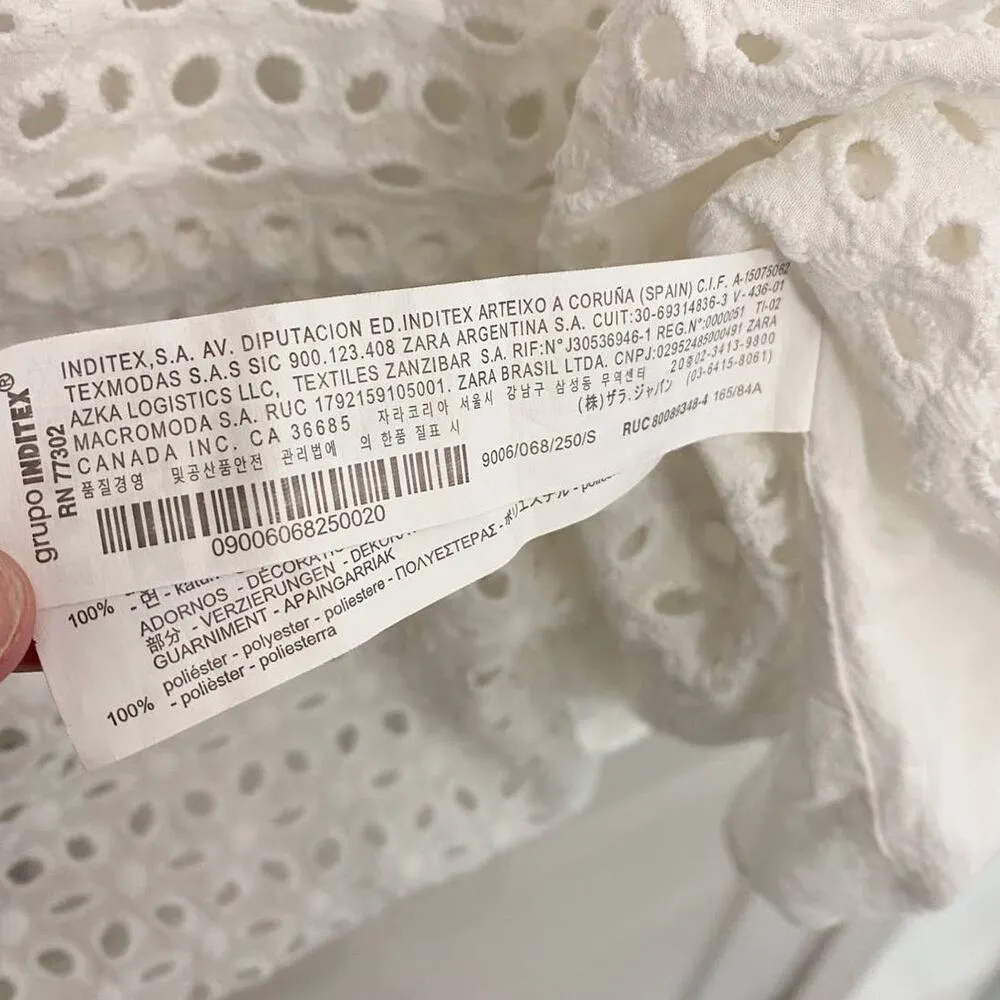 ZARA White Eyelet Strapless Embroidered Dress SZ S‎ cottage - Image 15