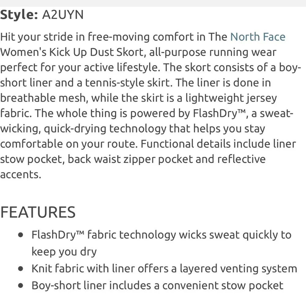 The North Face Kick Up Dust Running Skort Black Gray Size Large - Image 13