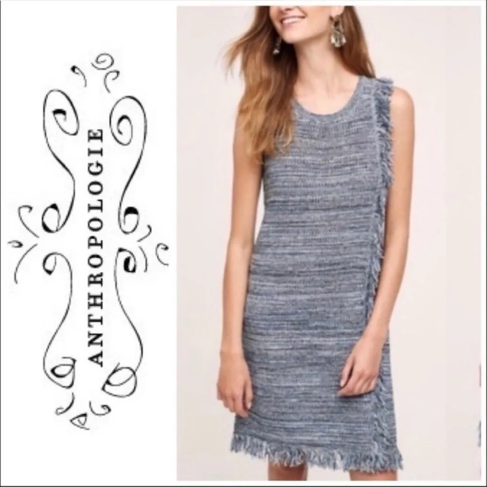 ANTHRO HOLDING HORSES BLUE MOTIF FRINGE SLEEVELESS SCOOP NECK DRESS - Image 3