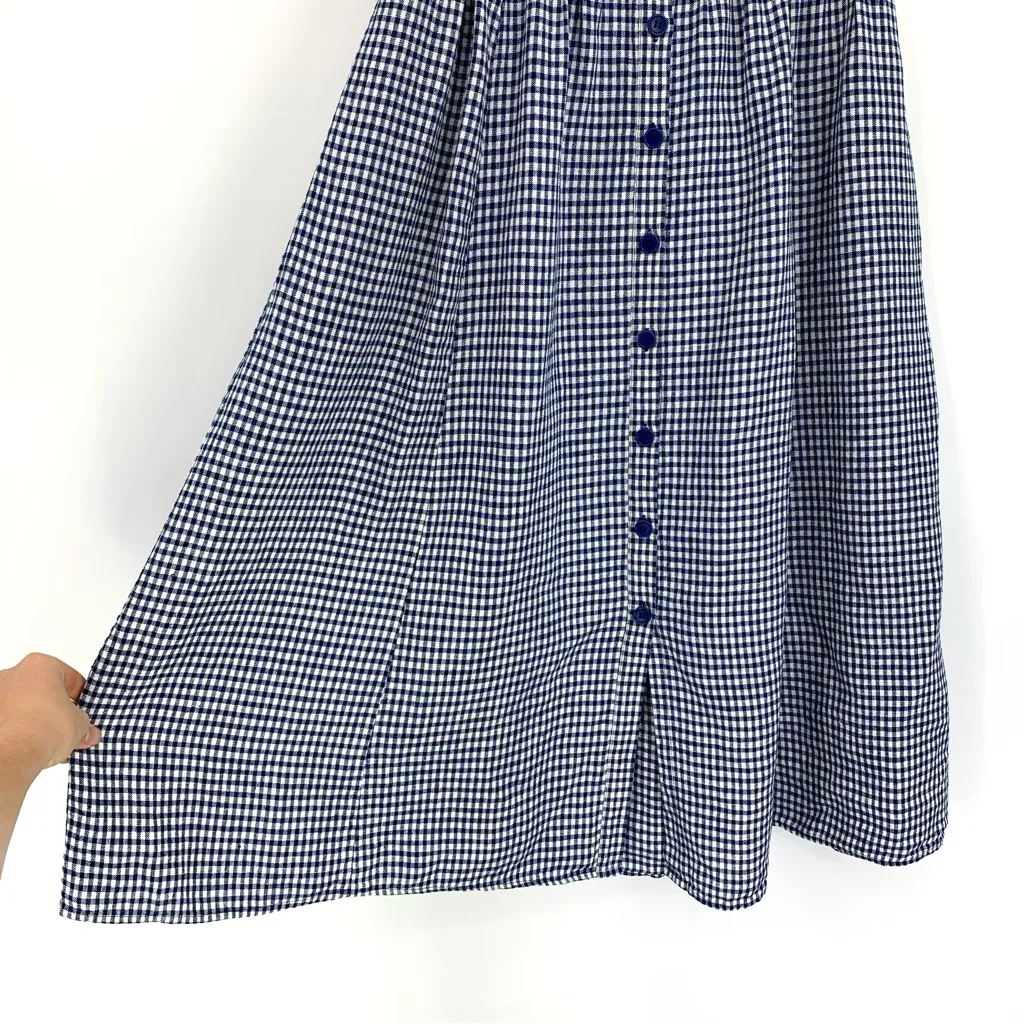 Reformation  Orzo Linen Midi Skirt Blue White Gingham 4 - Image 4