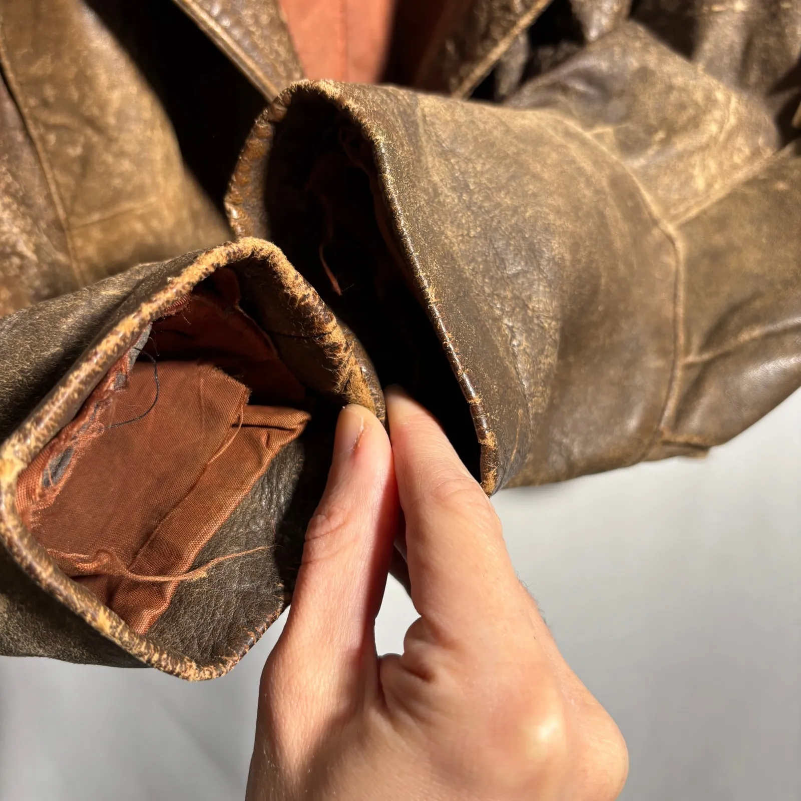 VTG Brown Leather Fringe Jacket Moto Crop Boho Western Rodeo Sz M Distressed SEE Size M - Image 5