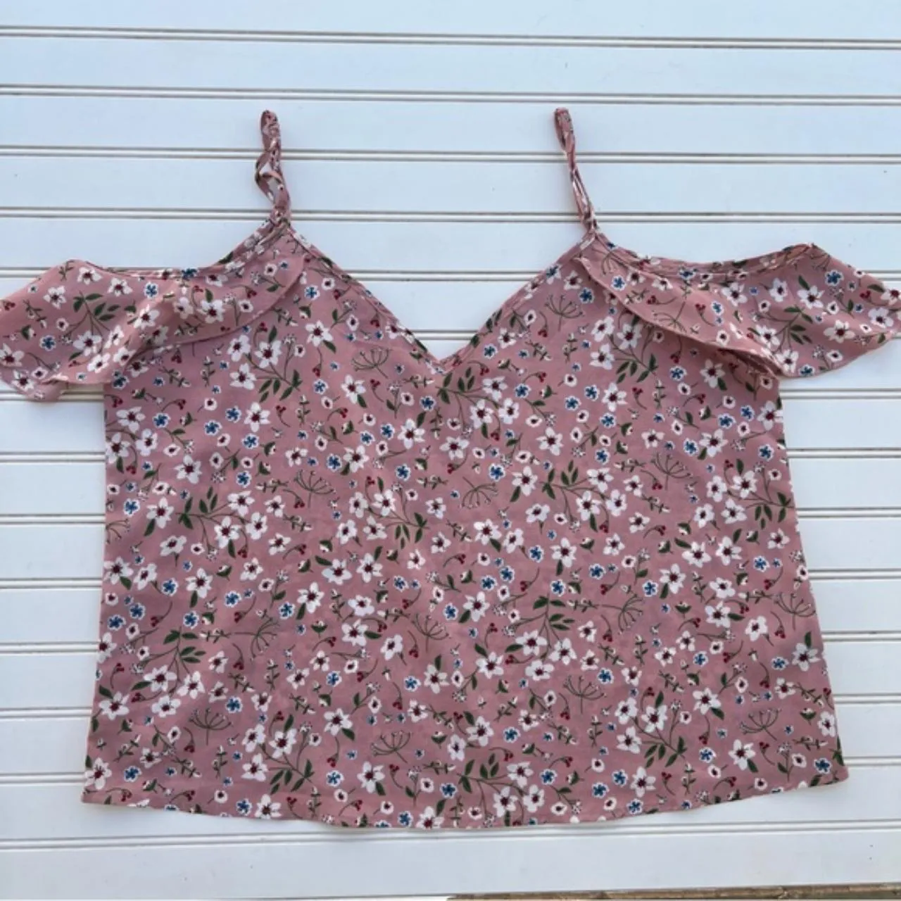 SheIn  Pink Floral Cold Shoulder Blouse - Image 6