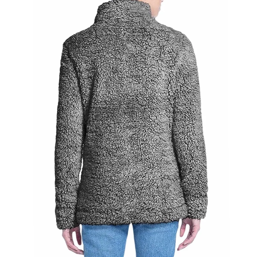 new Weatherproof π Vegan Sherpa 1/4 Zip Pullover Sweatee Sweatshirt π Black - Image 2