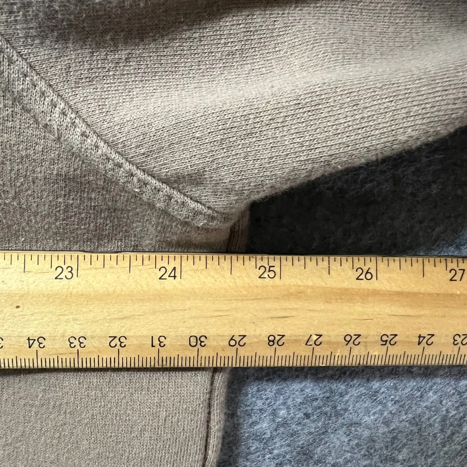 Y2K Eddie Bauer Womens XL Taupe Half Zip Hoodie Fleece Lined Pullover Sweatshirt - Image 2