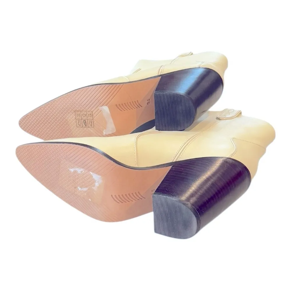 PAIGE Porter Ivory Western Cowboy Leather Ankle Boot Pointed Toe Block Heel 9.5 - Image 12