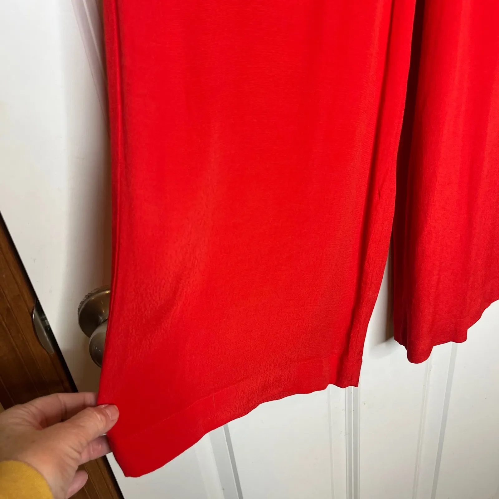 Wilfred Aritizia Red Wide Leg Crop Pants Tie in the Back Small Elastic Waist - Image 4