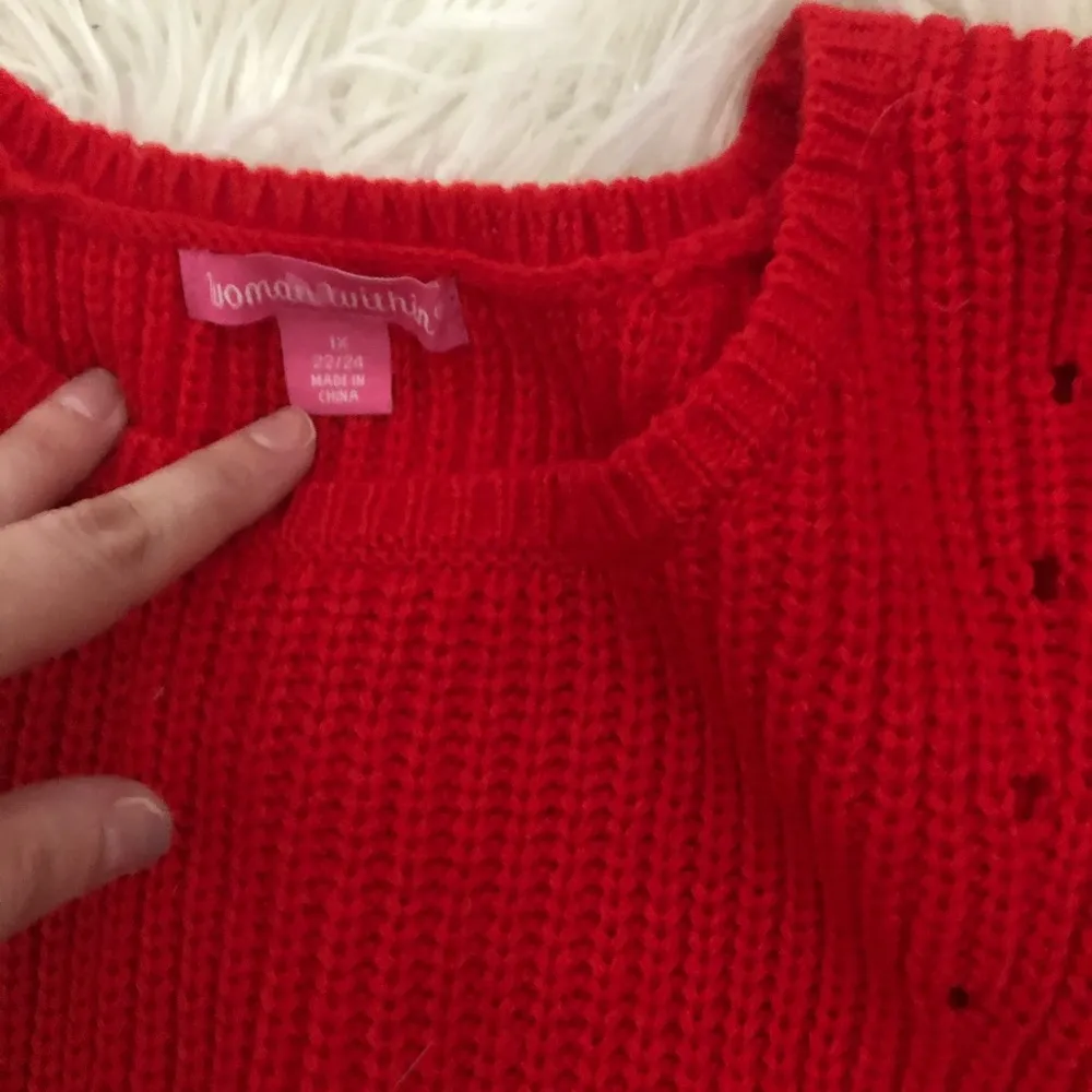 NWOT woman within red crewneck sweater 1x 22/24 - Image 3