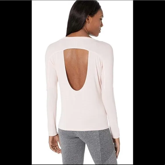 SKECHERS Womens Athleisure GoRun Long Sleeve Open Back Workout Top Pink XS - Image 2