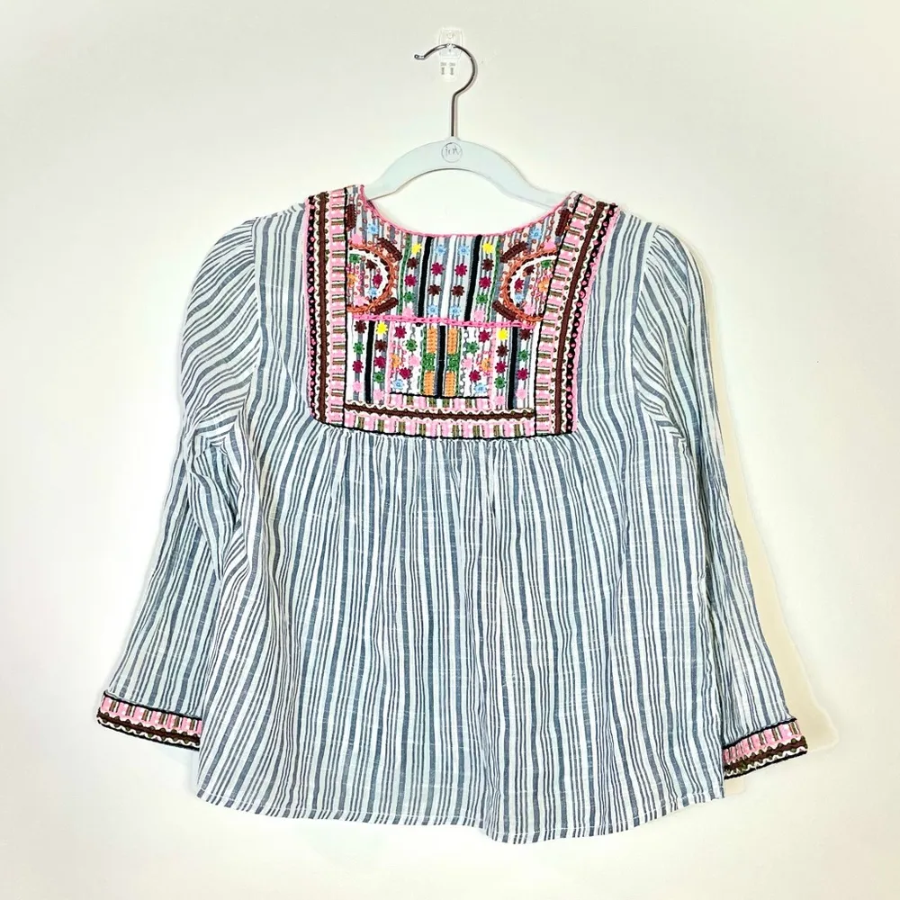 Velvet by Graham & Spencer McKay Embroidered lightweight cotton jacket shirt Blue Size XS - Image 7