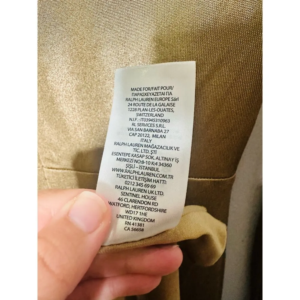 LAUREN RALPH LAUREN Gold Foil Print Twist Front Nadira Jersey Gown Size 4 - Image 16