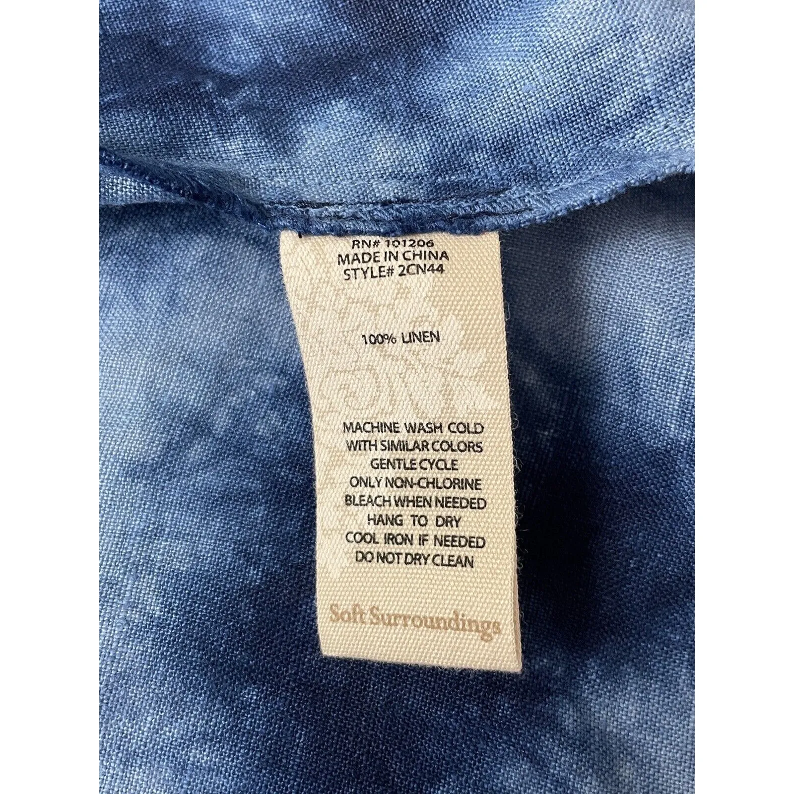 Soft Surroundings  Eza Tie Dye 4 Button Jacket Blue Indigo Linen Pockets Size XS - Image 8