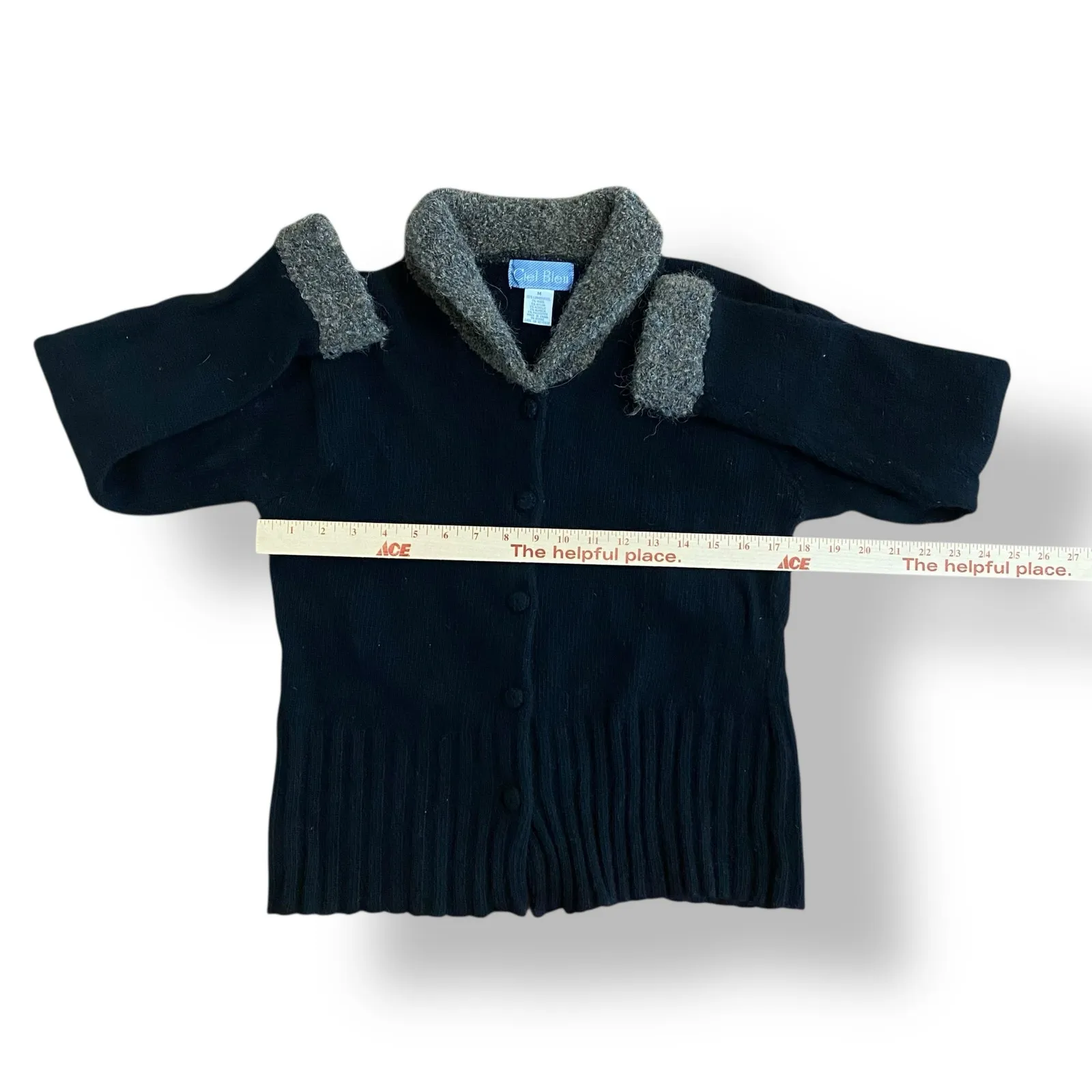 Ciel Bleu Collared Button Up Wool Cardigan‎ Womens Size M Black Brown Size M - Image 4