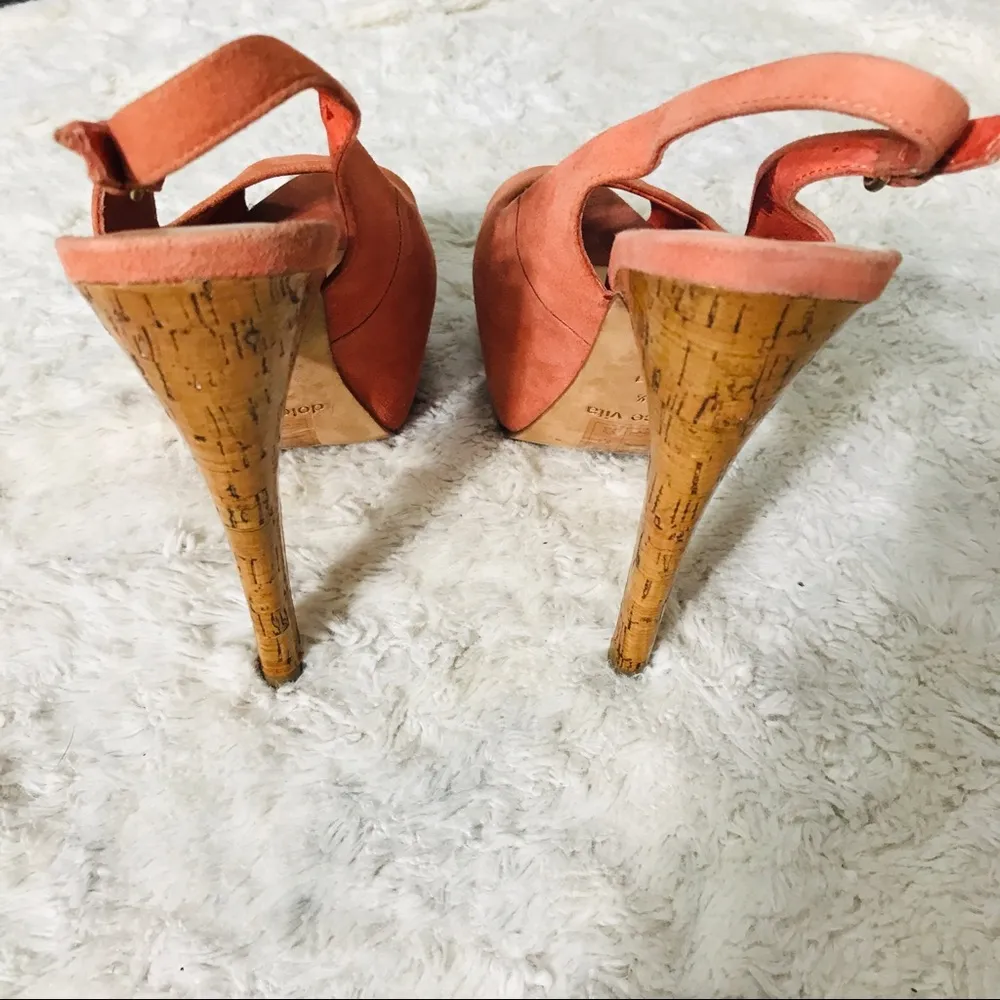 Dolce Vita Dolores Slingback Suede High Heel Platform Pumps Size 7.5 Coral Orange - Image 5
