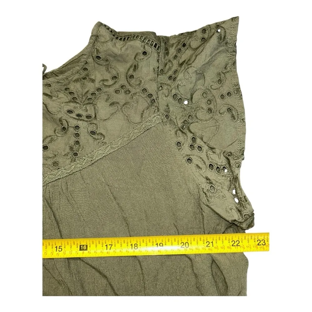 Style and Co Green Olive Flutter Sleeve women’s Blouse with Tie Front Size 1X - Image 7